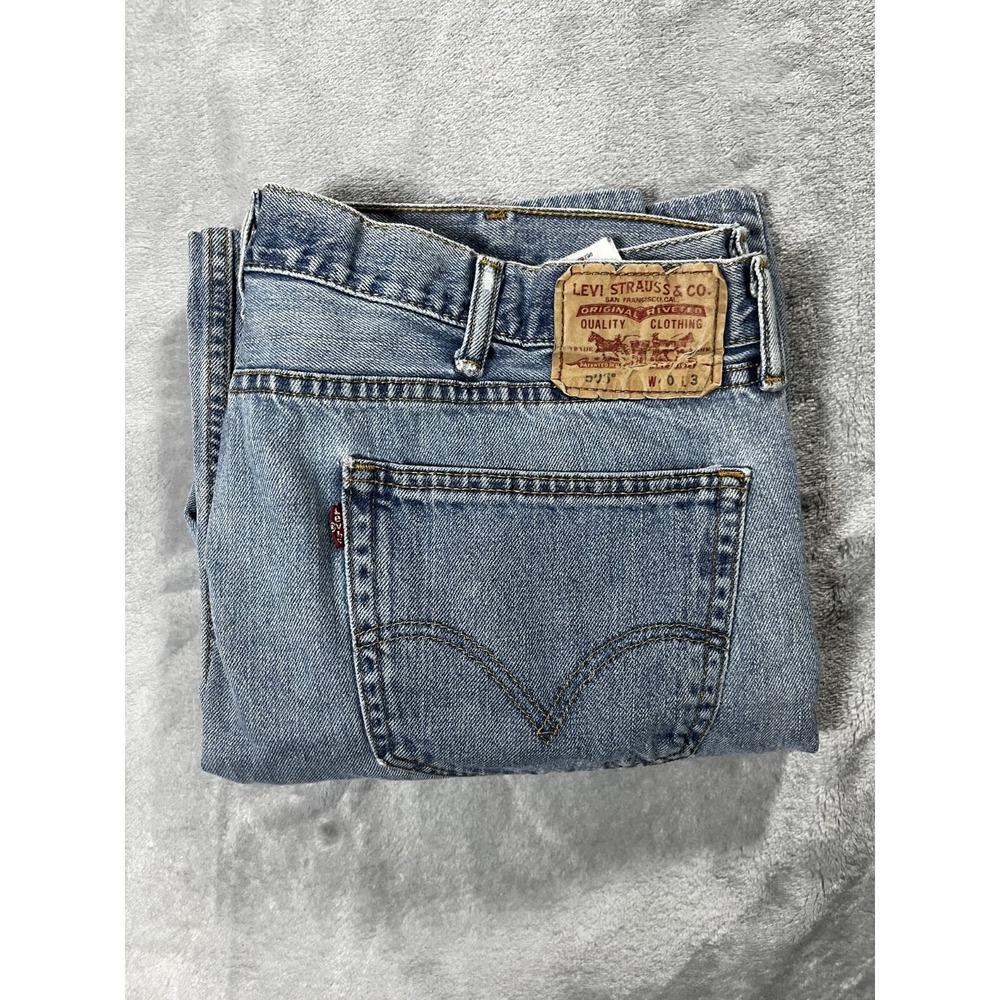 Levis 505 Jeans Mens 40x32 Blue Regular Straight Light Wash Denim - Picture 10 of 11